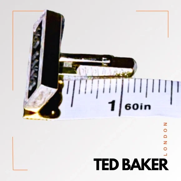 TED BAKER Men's Silver & Black Logo Cufflinks - Picture 5 of 7